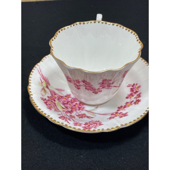 Floral Pink and Gold Teacup and Saucer Set - Picture 2 of 8